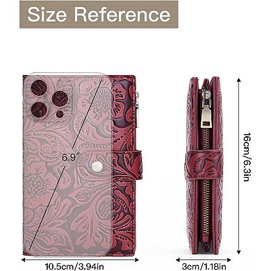Women's Trifold Wallet, RFID Blocking PU Leather Large Capacity Purse,Embossed Pattern Ladies Wallet