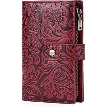 Women's Trifold Wallet, RFID Blocking PU Leather Large Capacity Purse,Embossed Pattern Ladies Wallet