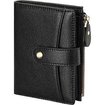 Women's PU Leather Bifold Wallet, RFID Blocking with Zipper Coin Pocket for Travel Daily Use