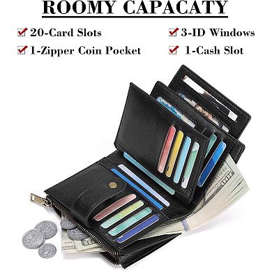 Small Wallets for Women,PU Leather Bifold RFID Blocking,Compact with ID Window,for Shopping Travel