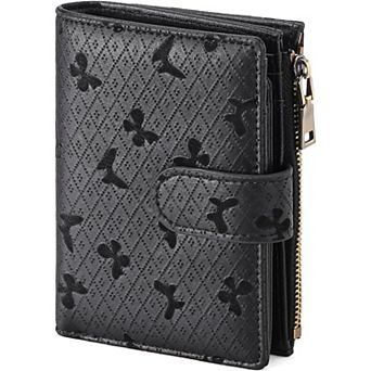 Women's PU Leather RFID Blocking Bifold Wallet, with ID Window for Daily Travel Shopping