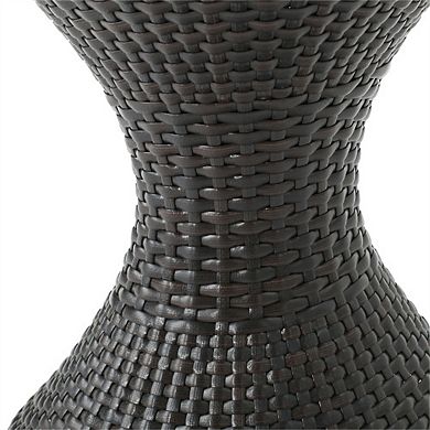 16 in. Rattan Outdoor Round Multi-brown Wicker Side Table