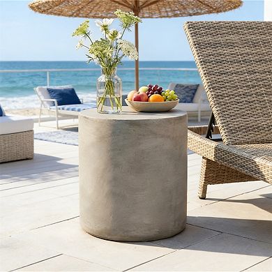 Outdoor LightWeight Concrete Side Table End Table in Light Gray
