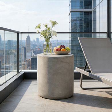 Outdoor LightWeight Concrete Side Table End Table in Light Gray