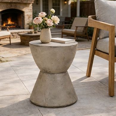 Outdoor LightWeight Concrete Side Table in Light Gray