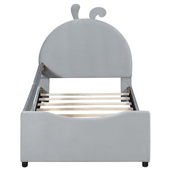 Upholstered Daybed with Rabbit Ear Headboard, Sturdy Wood Frame, Velvet Upholstered, Easy Assembly