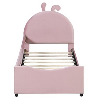Upholstered Daybed with Rabbit Ear Headboard, Sturdy Wood Frame, Velvet Upholstered, Easy Assembly