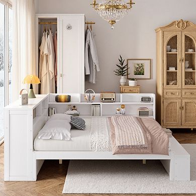 Multifunctional Storage Daybed with Built In Cabinets, Charging Station & Shoe Rack