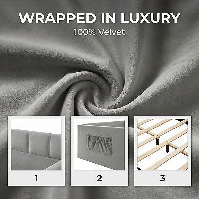 Velvet Upholstered Daybed with Walk In Access & Side Storage, Cozy Sofa Bed
