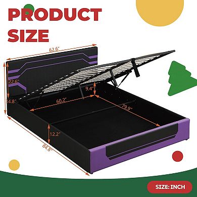 Hydraulic Storage Gaming Bed Frame, Esports RGB Design, Lift Platform for Organization