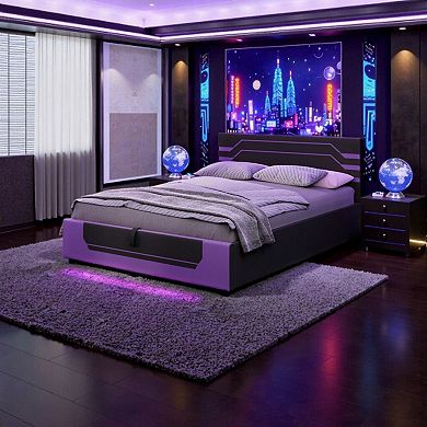 Hydraulic Storage Gaming Bed Frame, Esports RGB Design, Lift Platform for Organization