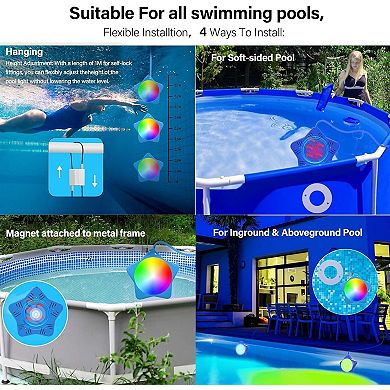 Star-Shaped RGB LED Pool Light, IP68 Waterproof, Smart APP & Remote Control
