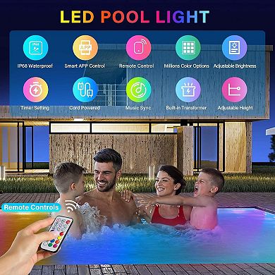 Star-Shaped RGB LED Pool Light, IP68 Waterproof, Smart APP & Remote Control