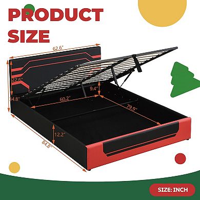 Hydraulic Storage Gaming Bed Frame, Esports RGB Design, Lift Platform for Organization