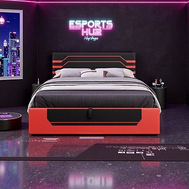 Hydraulic Storage Gaming Bed Frame, Esports RGB Design, Lift Platform for Organization