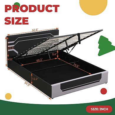 Hydraulic Storage Gaming Bed Frame, Esports RGB Design, Lift Platform for Organization