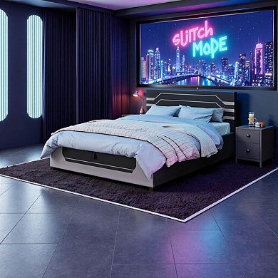 Hydraulic Storage Gaming Bed Frame, Esports RGB Design, Lift Platform for Organization