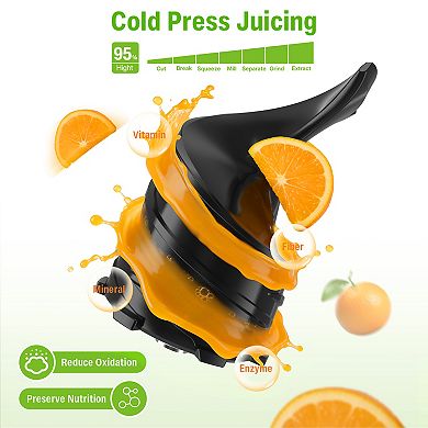 6" Wide Chute Slow Masticating Juicer, High Yield Easy Clean Quiet Copper Motor