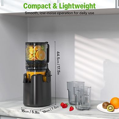 6" Wide Chute Slow Masticating Juicer, High Yield Easy Clean Quiet Copper Motor