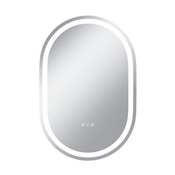 24"W x 36"H Round Frontlit Glass Bathroom Vanity Mirror Dimmable LED Fog-Free Horizontal or Vertical