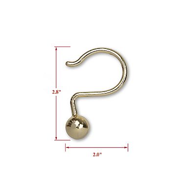 Utopia Alley Rust-Resistant Metal Shower Curtain Hooks, Decorative Round Base Design - Set of 12