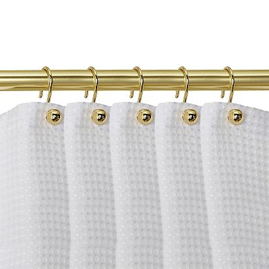 Utopia Alley Rust-Resistant Metal Shower Curtain Hooks, Decorative Round Base Design - Set of 12
