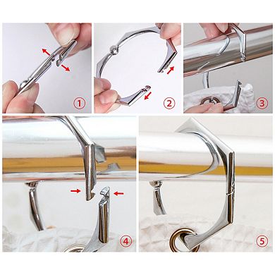 Utopia Alley Rust-Proof Zinc Hexagon-Shaped Shower Curtain Hooks with Clasp Closure - Set of 12