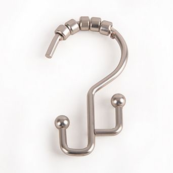 Utopia Alley Rust-Resistant Stepped Metal Double Shower Curtain Hooks for Bathroom - Set of 12
