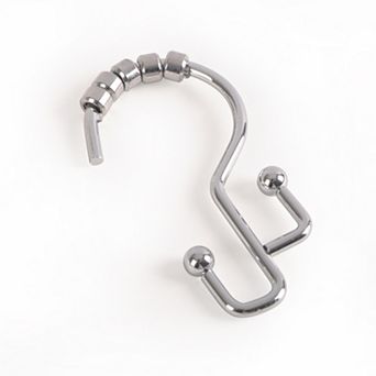 Utopia Alley Rust-Resistant Stepped Metal Double Shower Curtain Hooks for Bathroom - Set of 12