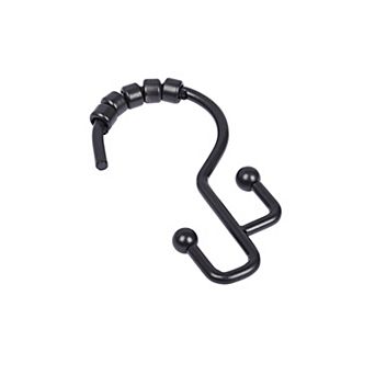 Utopia Alley Rust-Resistant Stepped Metal Double Shower Curtain Hooks for Bathroom - Set of 12