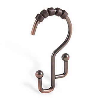 Utopia Alley Rust-Resistant Stepped Metal Double Shower Curtain Hooks for Bathroom - Set of 12