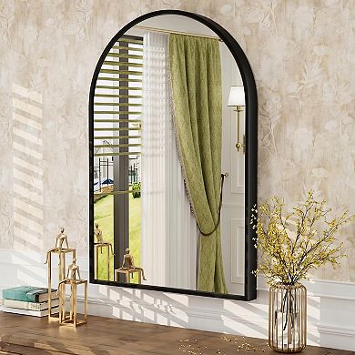 16 in. W x 24 in. H Aluminum Alloy Frame Arched Bathroom Mirror