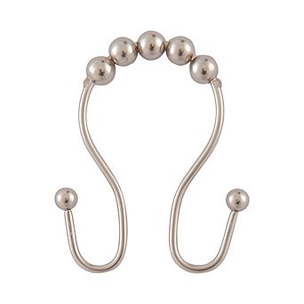Utopia Alley Rust-Proof Stainless Steel Double Shower Curtain Hooks with Rolling Balls - Set of 12