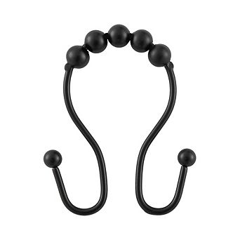 Utopia Alley Rust-Proof Stainless Steel Double Shower Curtain Hooks with Rolling Balls - Set of 12