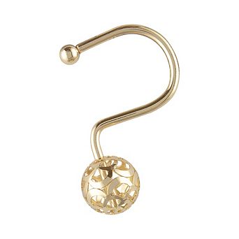 Utopia Alley Rust-Resistant Metal Shower Curtain Hooks with Hollow Ball Design - Set of 12