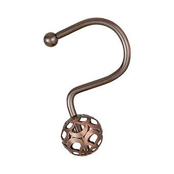 Utopia Alley Rust-Resistant Metal Shower Curtain Hooks with Hollow Ball Design - Set of 12