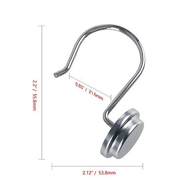 Utopia Alley Rust-Resistant Metal Shower Curtain Hooks, Decorative Round Base Design - Set of 12