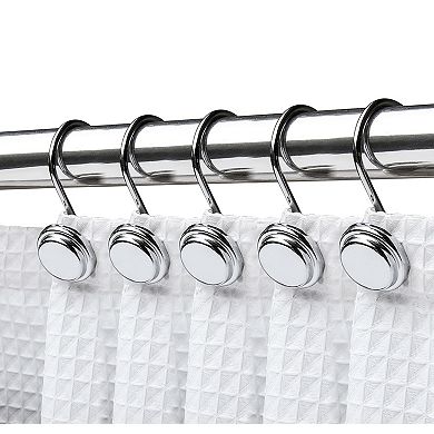 Utopia Alley Rust-Resistant Metal Shower Curtain Hooks, Decorative Round Base Design - Set of 12