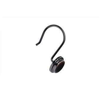 Utopia Alley Rust-Resistant Metal Shower Curtain Hooks, Decorative Round Base Design - Set of 12