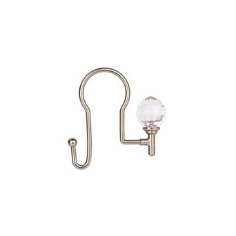 Utopia Alley Rust-Proof Zinc Double Shower Curtain Hooks with Acrylic Crystal Design - Set of 12