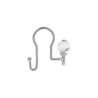 Utopia Alley Rust-Proof Zinc Double Shower Curtain Hooks with Acrylic Crystal Design - Set of 12