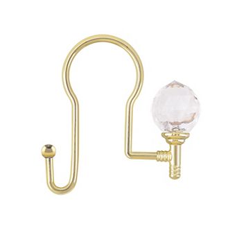 Utopia Alley Rust-Proof Zinc Double Shower Curtain Hooks with Acrylic Crystal Design - Set of 12