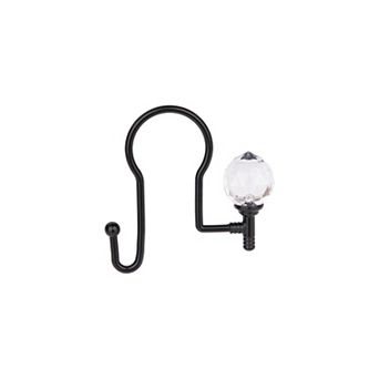Utopia Alley Rust-Proof Zinc Double Shower Curtain Hooks with Acrylic Crystal Design - Set of 12