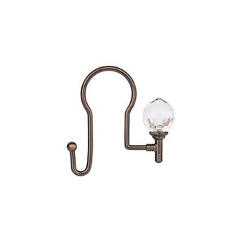 Utopia Alley Rust-Proof Zinc Double Shower Curtain Hooks with Acrylic Crystal Design - Set of 12