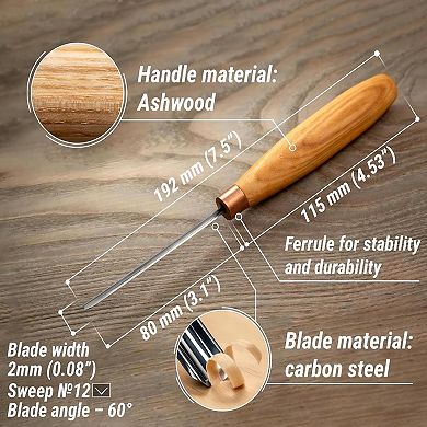 V-Gouge Wood Carving Chisel - Compact Whittling Hand Tool