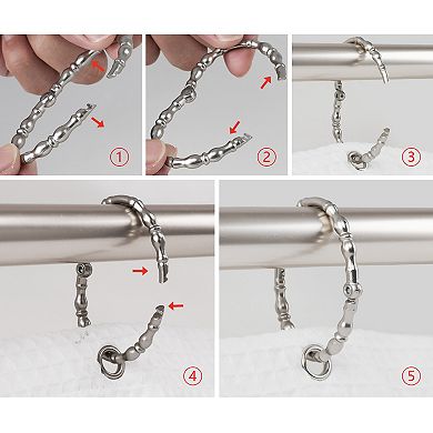 Utopia Alley Rust-Proof Zinc Shower Curtain Hooks with Closed Loop for Bathroom - Set of 12