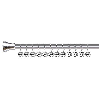 Utopia Alley Rust-Resistant Metal Shower Curtain Hooks with Large Crystal, Set of 12