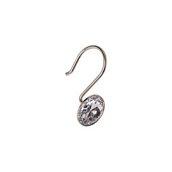 Utopia Alley Rust-Resistant Metal Shower Curtain Hooks with Large Crystal, Set of 12