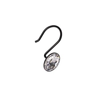 Utopia Alley Rust-Resistant Metal Shower Curtain Hooks with Large Crystal, Set of 12