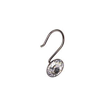 Utopia Alley Rust-Resistant Metal Shower Curtain Hooks with Large Crystal, Set of 12